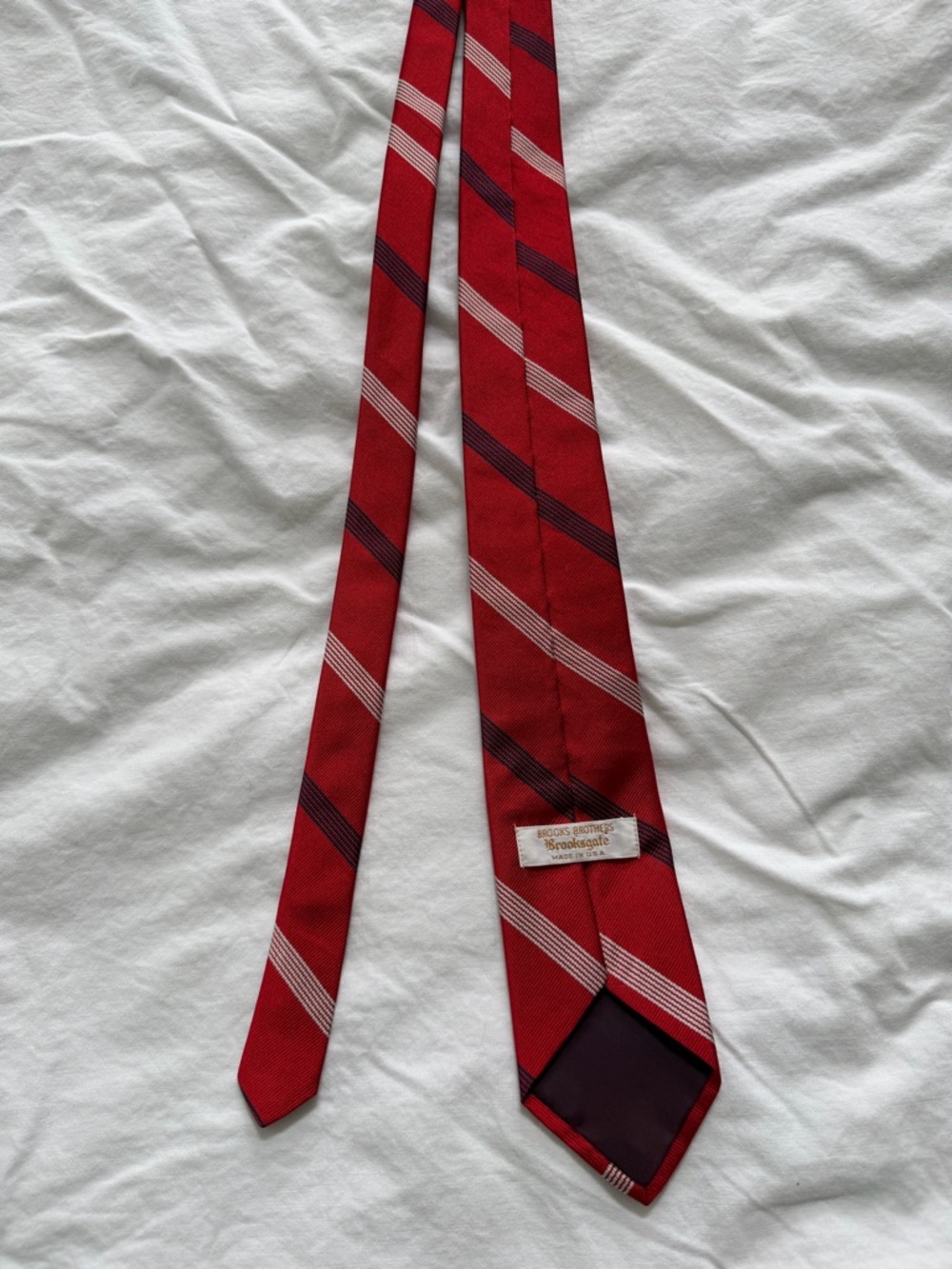 Classic Red Striped Silk Tie - Unbranded